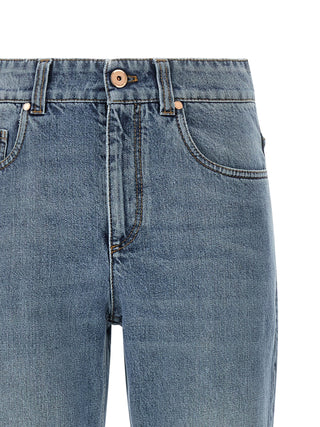 Brunello Cucinelli Blue Cotton Relaxed Fit Jeans