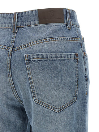 Brunello Cucinelli Blue Cotton Relaxed Fit Jeans