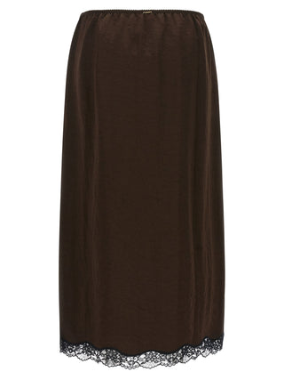 Twinset Brown Marabou Midi Skirt