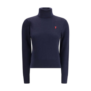 Ami Paris Blue Merino Wool Turtleneck