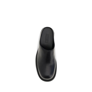 MM6 Black Calf Leather Bos Taurus Mules