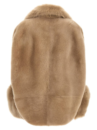BLANCHA Beige Lamb Fur Sleeveless Jacket