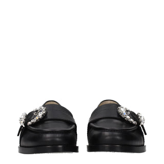 Jimmy Choo Black Leather Slip-On Loafers