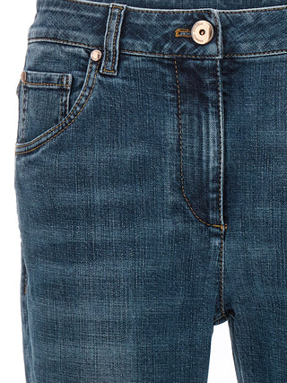 Brunello Cucinelli Blue Cotton Straight-Leg Jeans