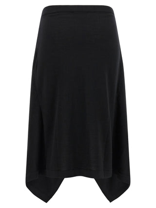 Lemaire Black Wool Midi Skirt
