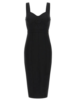 Elisabetta Franchi Black Polyamide Midi Dress