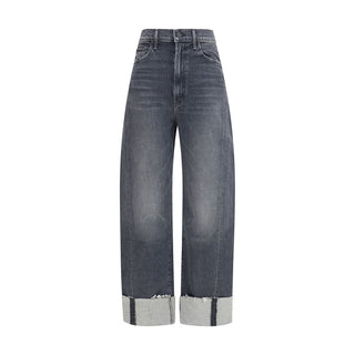 Mother Denim Black Cotton Cropped Jeans