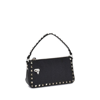 Valentino Garavani Black Calf Leather Bos Taurus Shoulder Bag