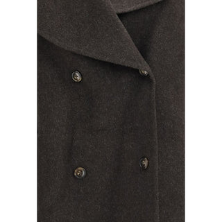 Loulou De Saison Brown Wool Oves Aries Full-Length Jacket
