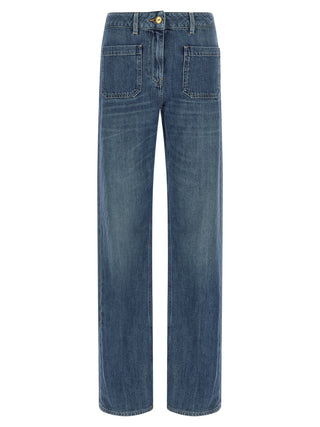 Elisabetta Franchi Blue Cotton Straight-Leg Jeans