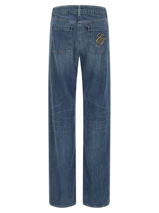 Elisabetta Franchi Blue Cotton Straight-Leg Jeans