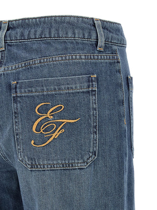 Elisabetta Franchi Blue Cotton Straight-Leg Jeans