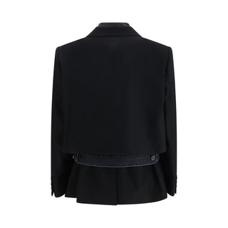 Sacai Black Wool Oves Aries Denim Jacket