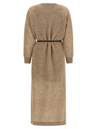 Brunello Cucinelli Beige Wool Midi Dress