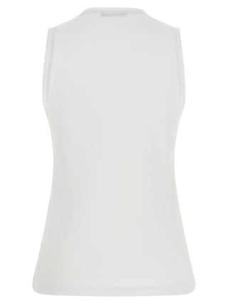 Balmain White Cotton Sleeveles T-Shirt