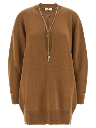 Elisabetta Franchi Brown Wool Short Dress