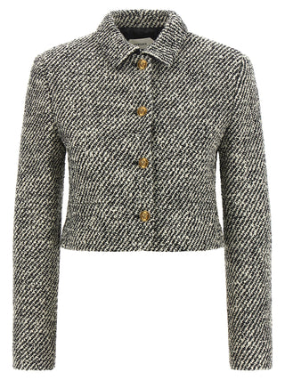 Versace Bicolor Virgin Wool Full-Length Jacket