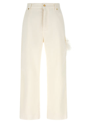 Darkpark White Cotton Casual Pants