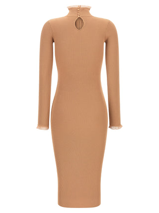 Elisabetta Franchi Beige Viscose Midi Dress