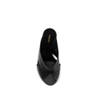 Versace Black Lamb Ovis Aries Mules