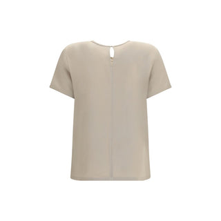 Max Mara Beige Silk T-Shirt