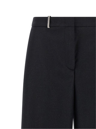 Peserico Blue Virgin Wool Casual Pants