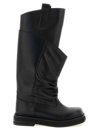 The Attico Black Calfskin Over The Knee