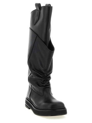 The Attico Black Calfskin Over The Knee