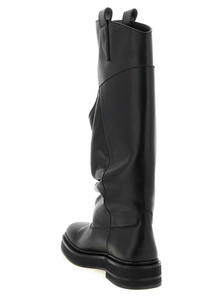 The Attico Black Calfskin Over The Knee