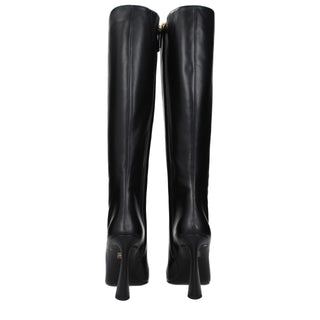 Versace Black Leather High Heel Boots