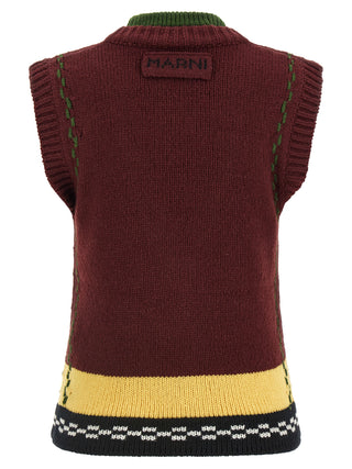 Marni Bordeaux Wool Sleeveless Jacket