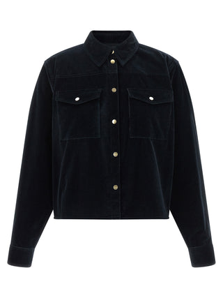Max Mara Blue Cotton Full-Length Jacket
