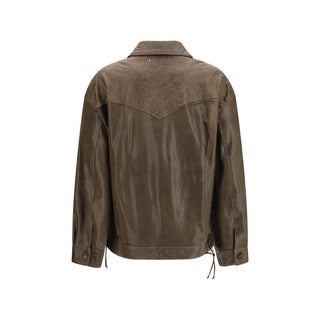 Golden Goose Brown Lamb Ovis Aries Leather Jacket