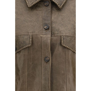 Golden Goose Brown Lamb Ovis Aries Leather Jacket