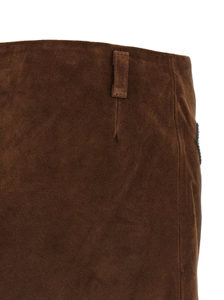 Marni Brown Calfskin Long Skirt