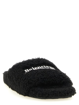 Balenciaga Black Polyester Slides