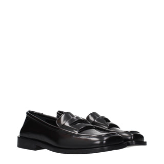 The Attico Black Leather Slip-On Loafers