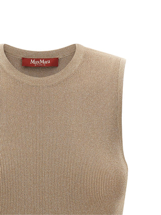Max Mara Beige Polyamide Sleeveles T-Shirt