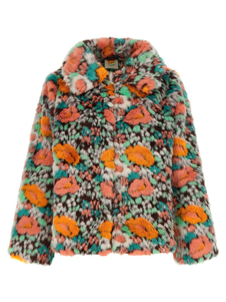 FARM RIO Multicolor Marabou Full-Length Jacket