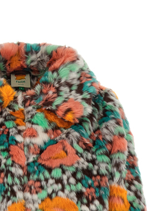 FARM RIO Multicolor Marabou Full-Length Jacket
