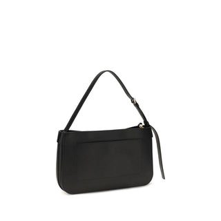Ferragamo Black Calf Leather Bos Taurus Shoulder Bag