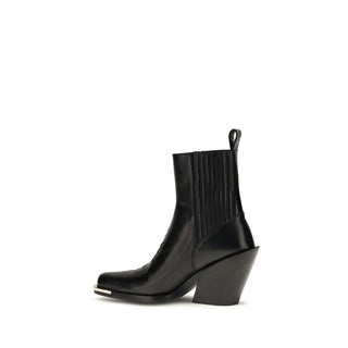 Rabanne Black Calf Leather Bos Taurus Ankle Boots