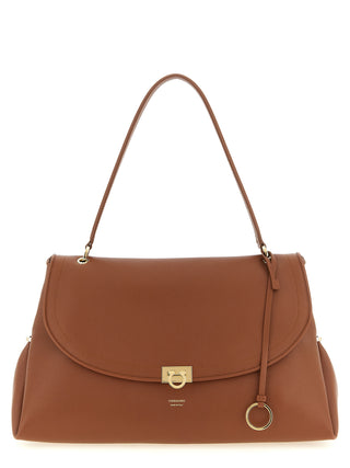 Ferragamo Brown Calfskin Shoulder Bag