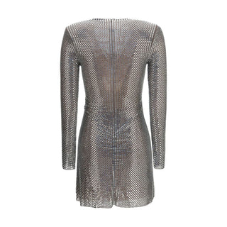 Self-Portrait Silver Polyester Cocktail Dress