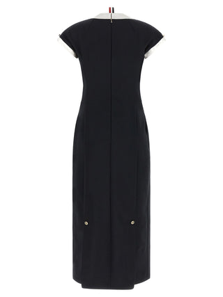 Thom Browne Blue Virgin Wool Midi Dress