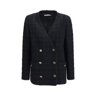 Alessandra Rich Black Cotton Full-Length Jacket