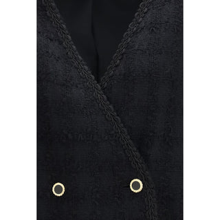 Alessandra Rich Black Cotton Full-Length Jacket