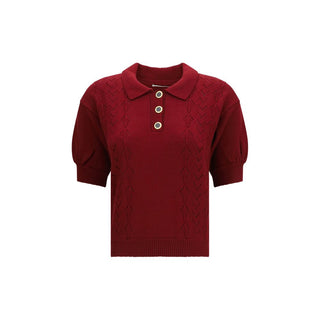 Alessandra Rich Bordeaux Wool Oves Aries Shortsleeve Shirt