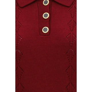 Alessandra Rich Bordeaux Wool Oves Aries Shortsleeve Shirt