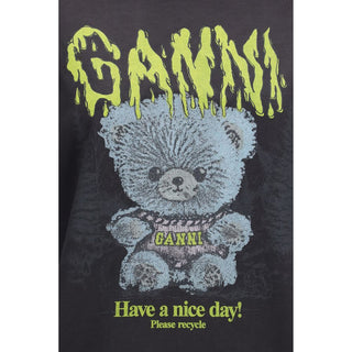 Ganni Gray Cotton T-Shirt
